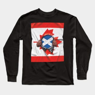 Scotland Flag Canadian Flag Ripped - Gift for Scottish From Scotland Long Sleeve T-Shirt